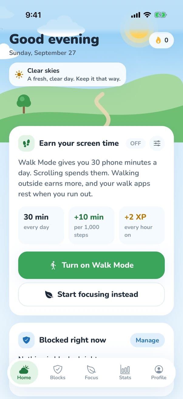 DoMore Home screen